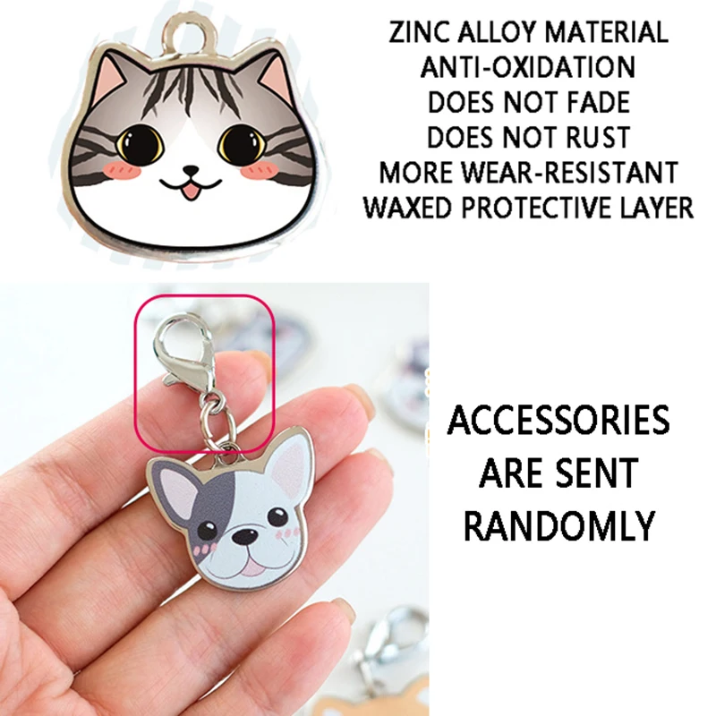 Lindo etiquetas de Metal personalizadas para perro, Collar con dije, etiqueta de identificación, llavero grabado con nombre de mascota, Collar, colgante, llavero, accesorios para perros - imagen 4