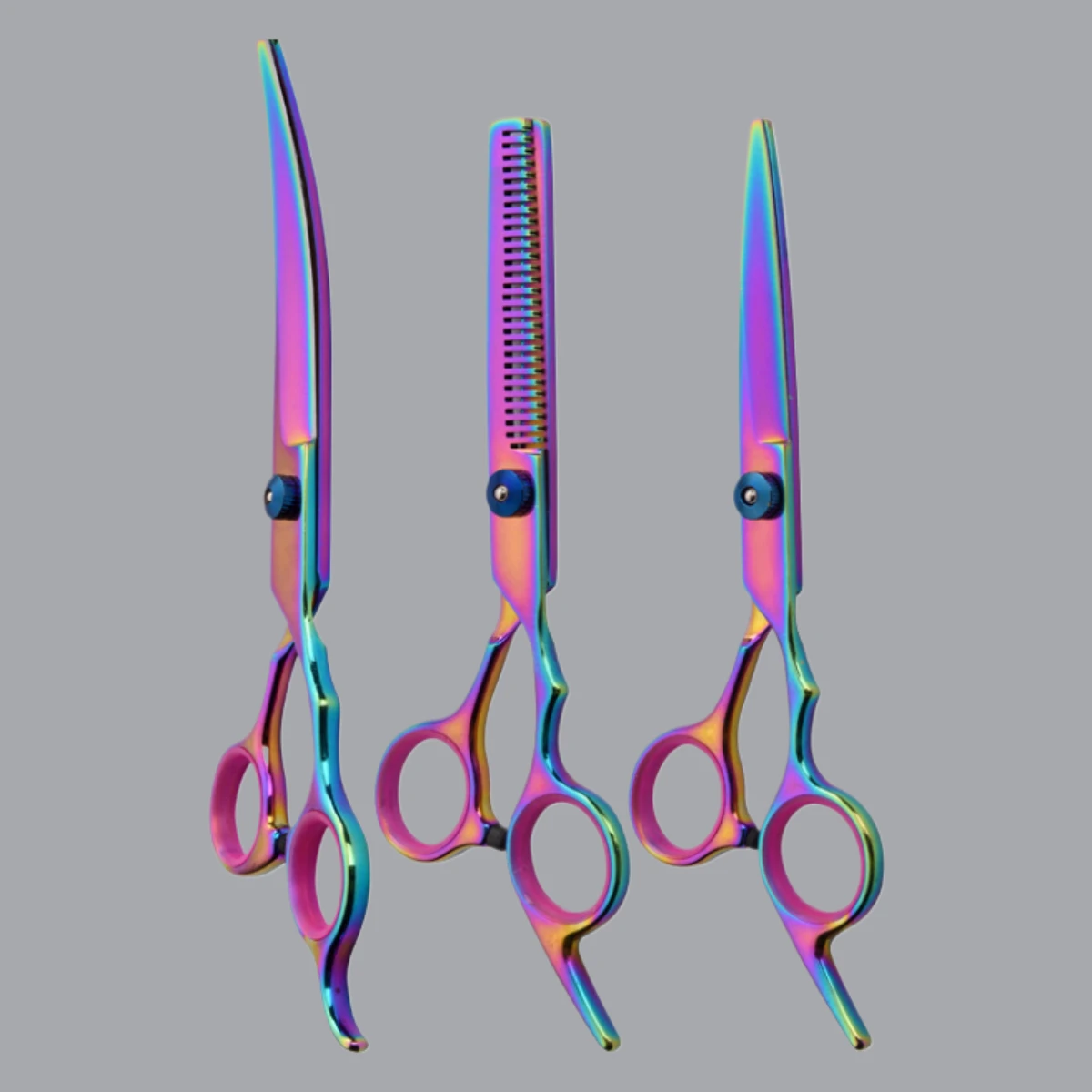 Tijeras de cuidado para mascotas, tijeras de adelgazamiento curvadas, tijeras de pelo para perros y desbaste, tijeras para mascotas de acero inoxidable negro