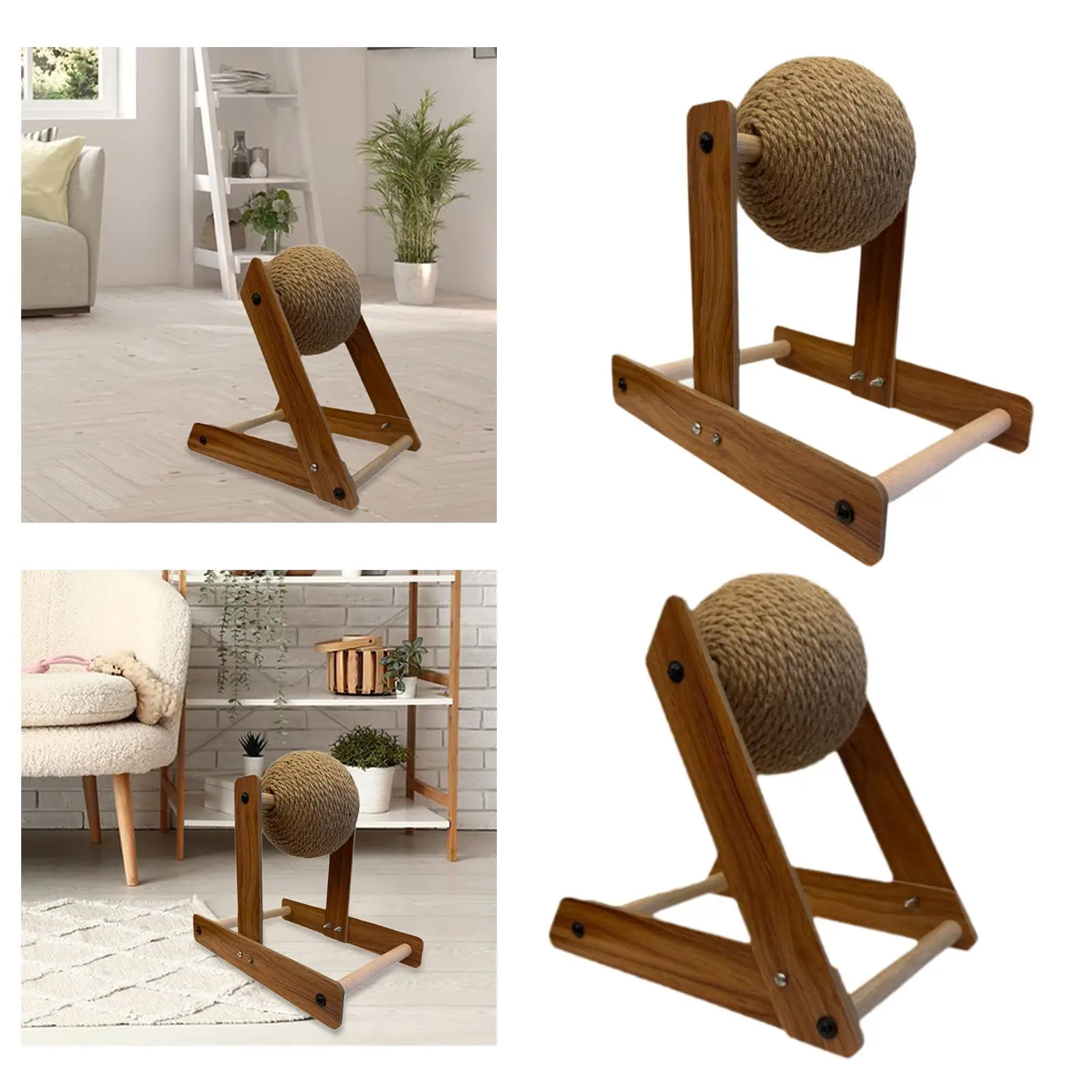 Cat Scratcher Toy Sisal Scratcher Ball Wood,Scratching Ball Toy,Interactive Pet Toy for Indoor Cats Small Animals Kitty