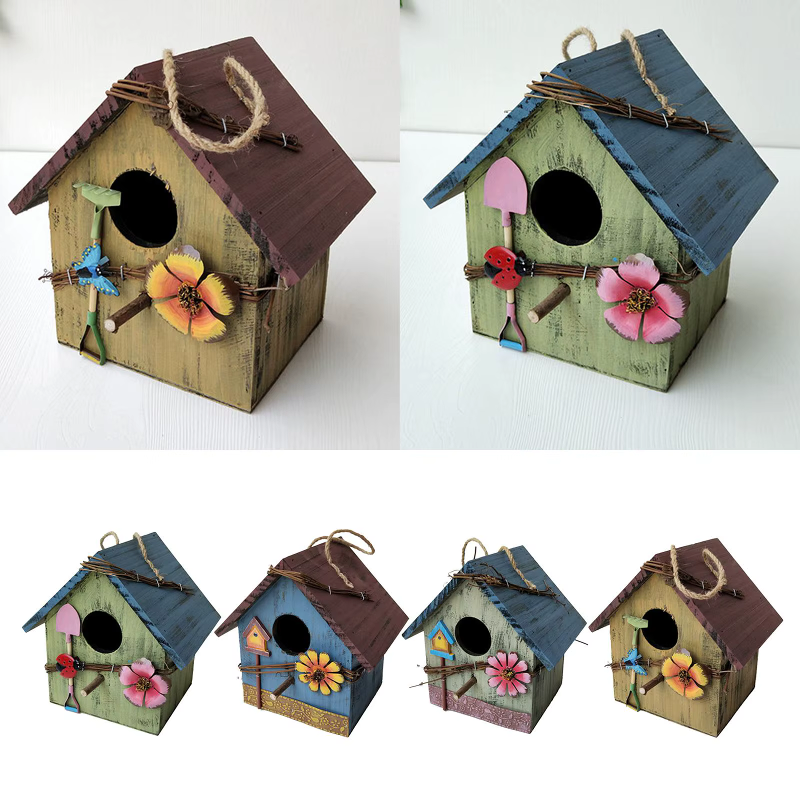 Mini casa de madera para gatos con jardinera estilo pastoral - imagen 3