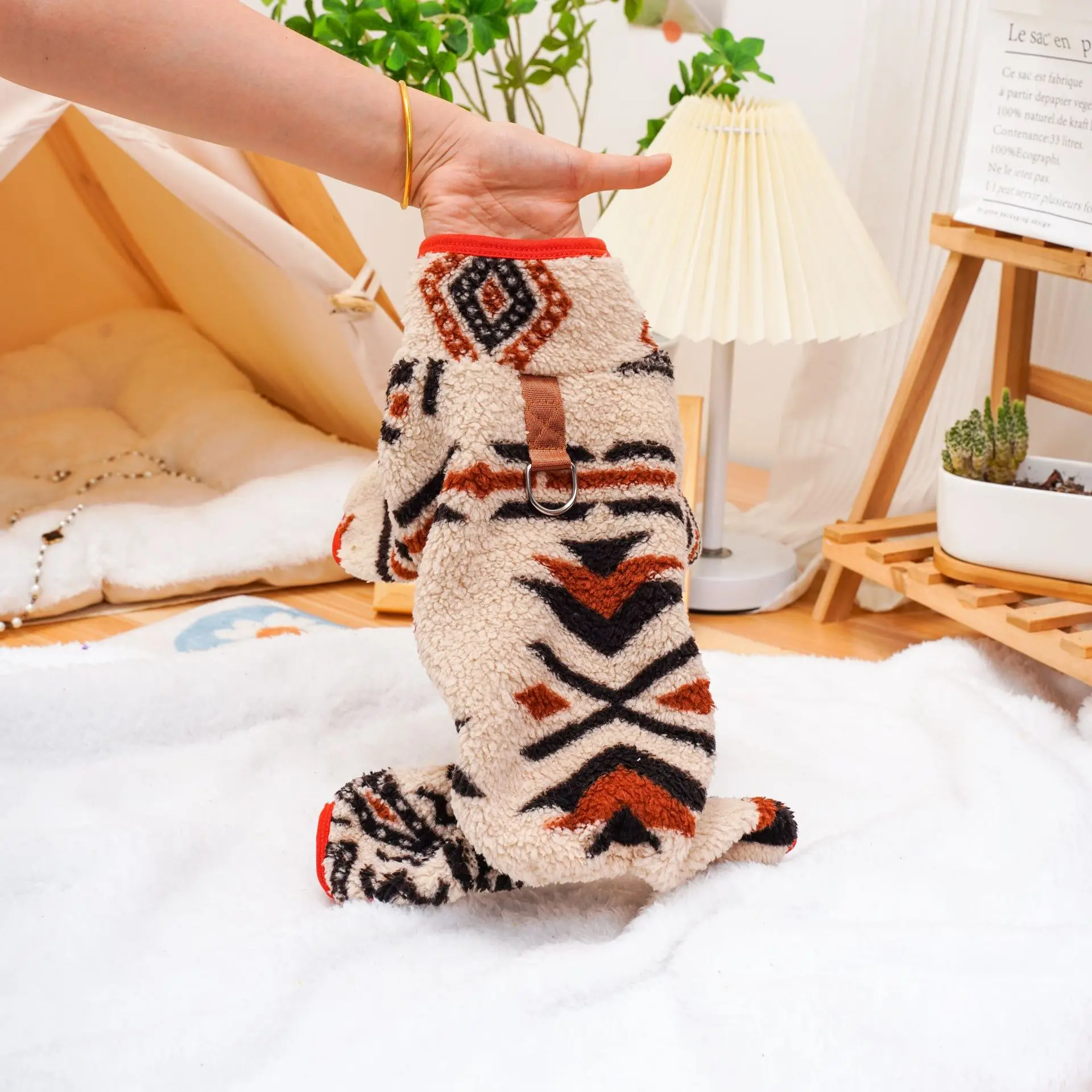 Mono de lana de cordero para mascotas, pijamas para perros y gatos pequeños, ropa de felpa de cuatro patas, oso de peluche, perro pequeño, Otoño e Invierno - imagen 3