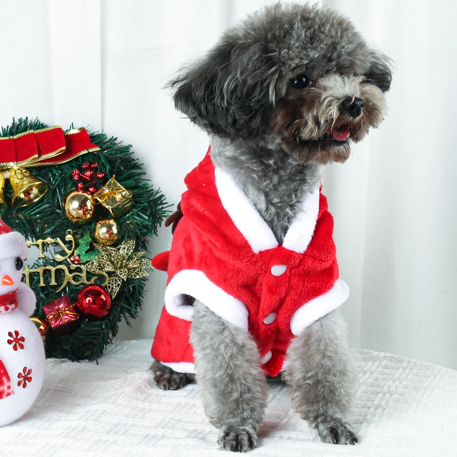 Sudadera con capucha de franela para mascotas para otoño e invierno, adecuada para trajes navideños y ropa cálida diaria - imagen 3