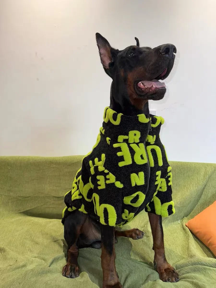 Ropa de moda para perros grandes medios, chaqueta cálida de lana para perros con cremallera, abrigos Doberman para perros grandes, ropa para perros - imagen 5