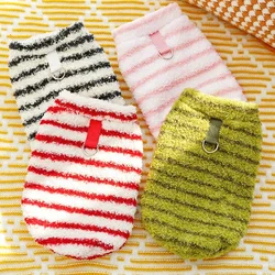 Ropa gruesa de otoño para perros, chaleco a rayas de lana a la moda para perros y mascotas, sudaderas bonitas para cachorros, chaleco suave y cálido para gatos, jerséis, ropa para mascotas