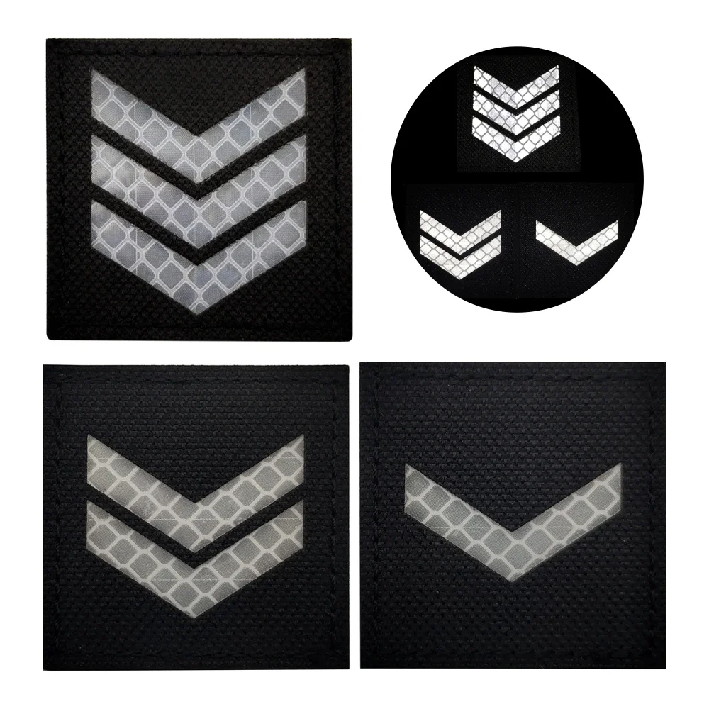 Insignia de brazalete militar que brilla en la oscuridad, parches tácticos IR, apliques de adorno, que brillan en la oscuridad, blanco y negro