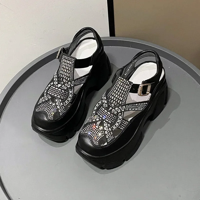 Sandalias de papá para mujer, novedad de verano 2021, zapatos de plataforma, Sandalias romanas deportivas con diamantes de agua, zapatos informales de suela blanda para exteriores, Sandalias - imagen 2