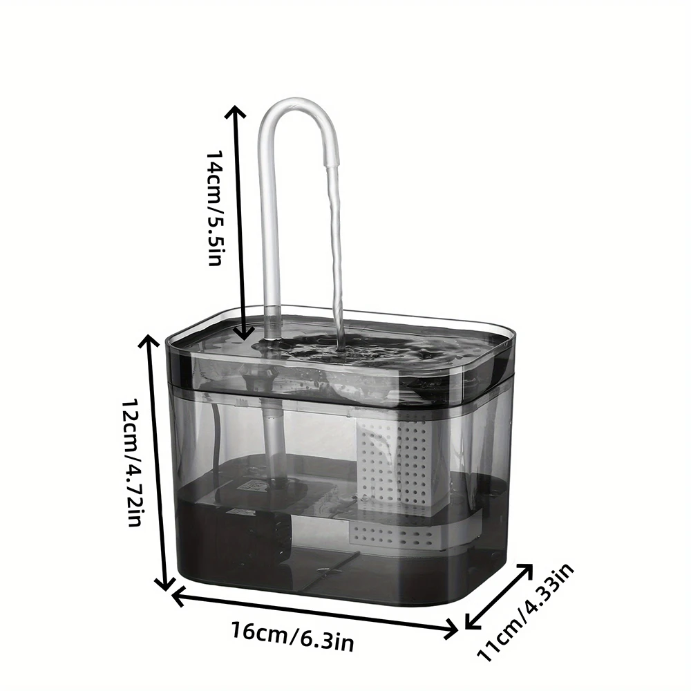 Fuente de agua para gatos con filtro automático USB, bebedero para gatos negro transparente de recircular, dispensador automático ultrasilencioso para beber para mascotas - imagen 5