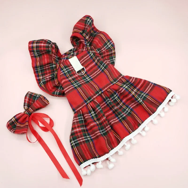 Falda navideña con tirantes para perros, ropa para perros de otoño/invierno, falda, ropa para gatos, ropa navideña a cuadros, ropa para perros pequeños - imagen 3