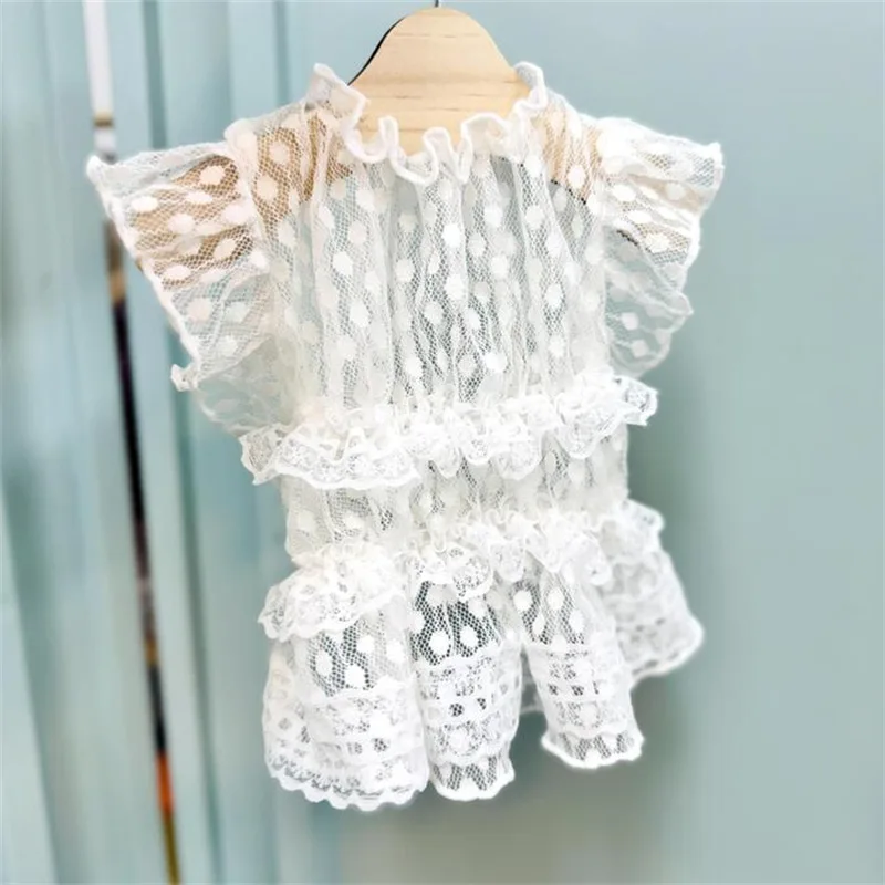Pet Spring Polka Dot Lace Little Fairy Lace Skirt Cute Lace Base Shirt Teddy Vest Dog Cat Clothes Puppy Clothes - imagen 5