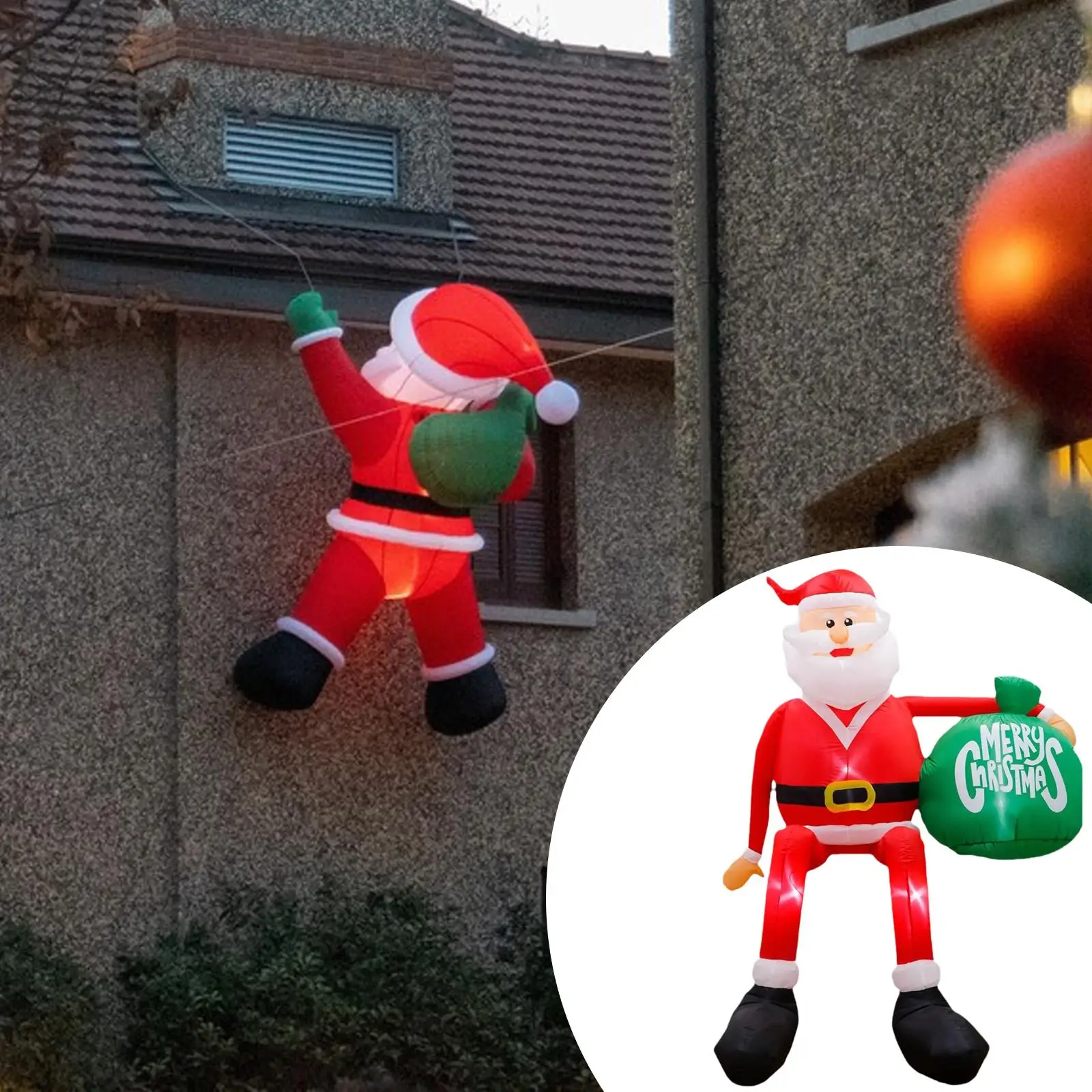 Decoraciones navideñas inflables de Papá Noel premium con bolsa de regalo grande para porche - imagen 4