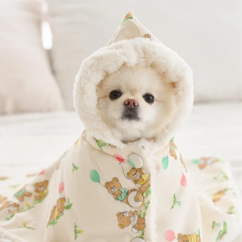 Moda INS bufanda de invierno oso conejo blanco manta cálida mascota perro cubierta de manto manta abrigo para dormir Sudadera con capucha regalos de Año Nuevo - imagen 3
