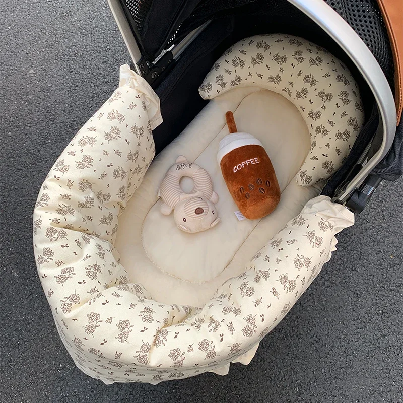 Almohadilla para bordes de carrito de mascotas, toalla antisuciedad, cojín, almohada, accesorios coreanos de algodón puro, juego Universal de tres piezas para gatos y perros - imagen 4