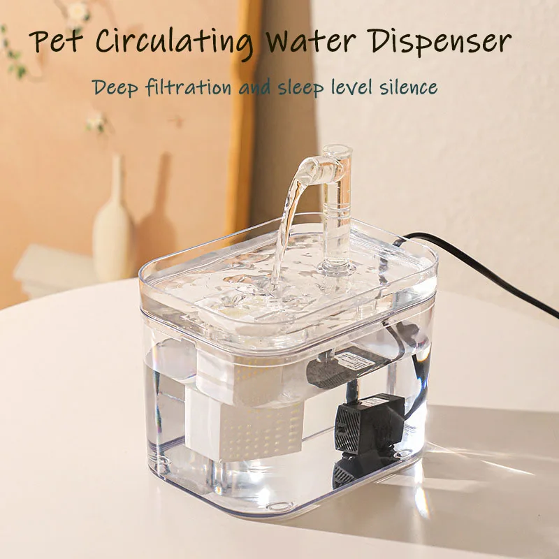 Fuente de agua con filtro de recirculación automática para gatos, dispensador de agua para perros, tazón de bebida silencioso eléctrico para gatos, bebedero para perros, suministros para mascotas, EU/US/USB - imagen 2