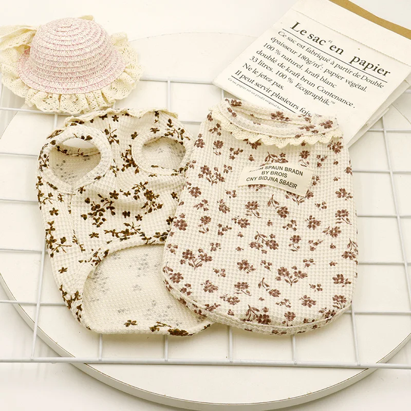 Chaleco de encaje Floral para mascotas, ropa de primavera para gatos, ropa para perros pequeños con leche, ropa para cachorros, chaleco para perros, camisa para perros - imagen 2