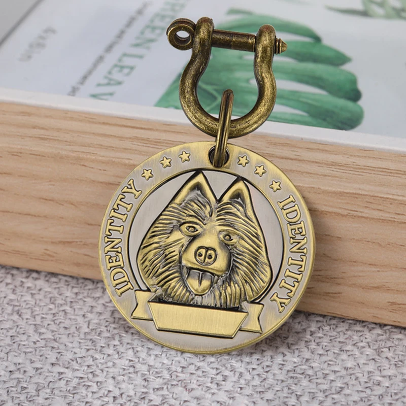 Placa de identificación de perro grande de cobre con grabado personalizado, placa de identificación antipérdida, accesorios para mascotas, grabado gratis - imagen 2
