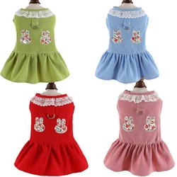 Vestido de pana veraniego para perros pequeños con arnés incluido
