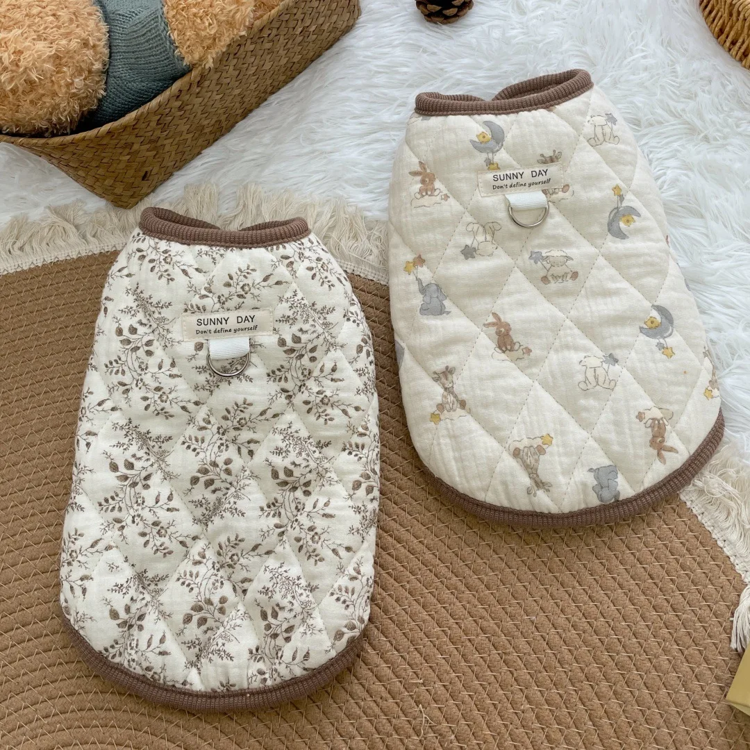 Abrigo floral cálido para perros y gatos pequeños – Otoño Invierno - imagen 2