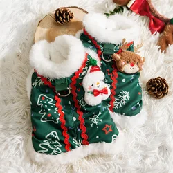 Otoño e Invierno perro Reno broche Navidad muñeco de nieve Cuello de piel abrigo chaleco gato cálido vacaciones oso de peluche abrigo para mascotas ropa para cachorros