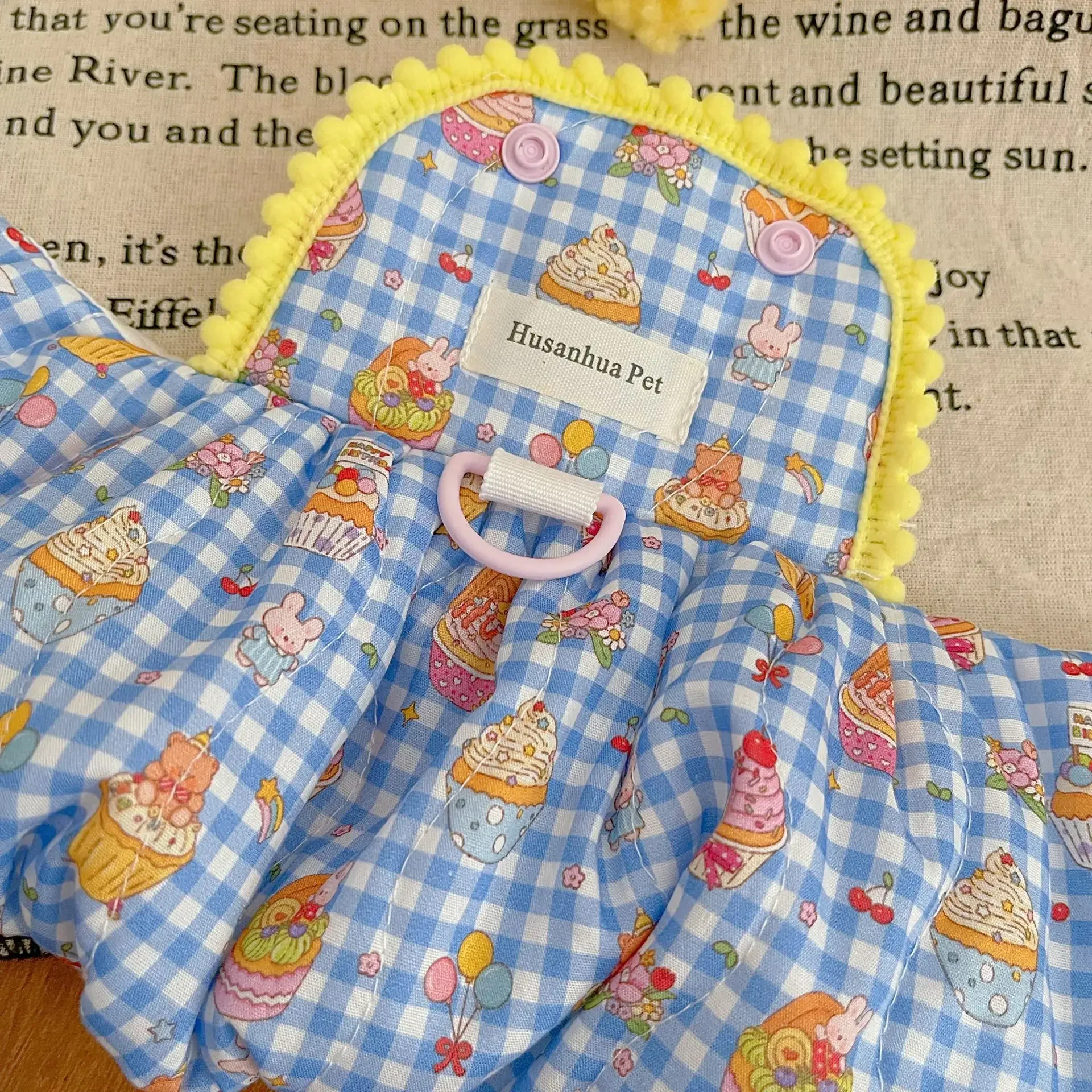 Ropa de grupo de calabaza a cuadros para mascotas, Falda de algodón con forma de calabaza para pastel de otoño e invierno, puede tirar de perros de peluche, falda bonita para pastel - imagen 5