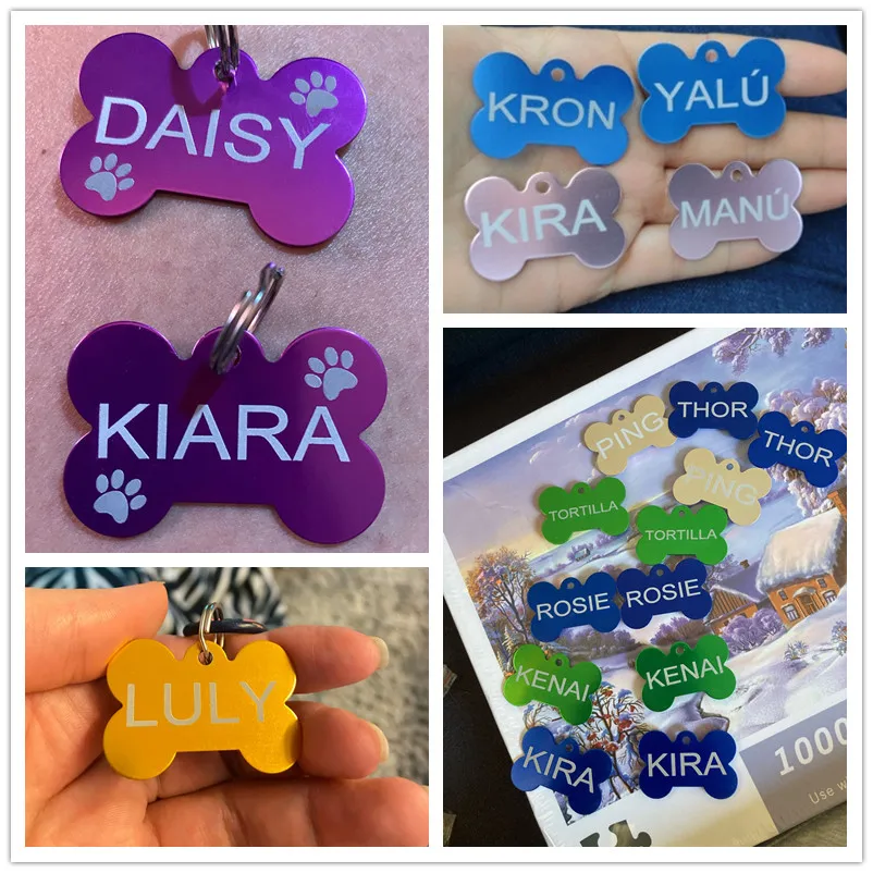 2 uds. Etiqueta de identificación de perro con grabado láser gratis, colgante antipérdida para cachorros y gatos, etiquetas de nombre, collares para perros, Collar personalizado para mascotas - imagen 4