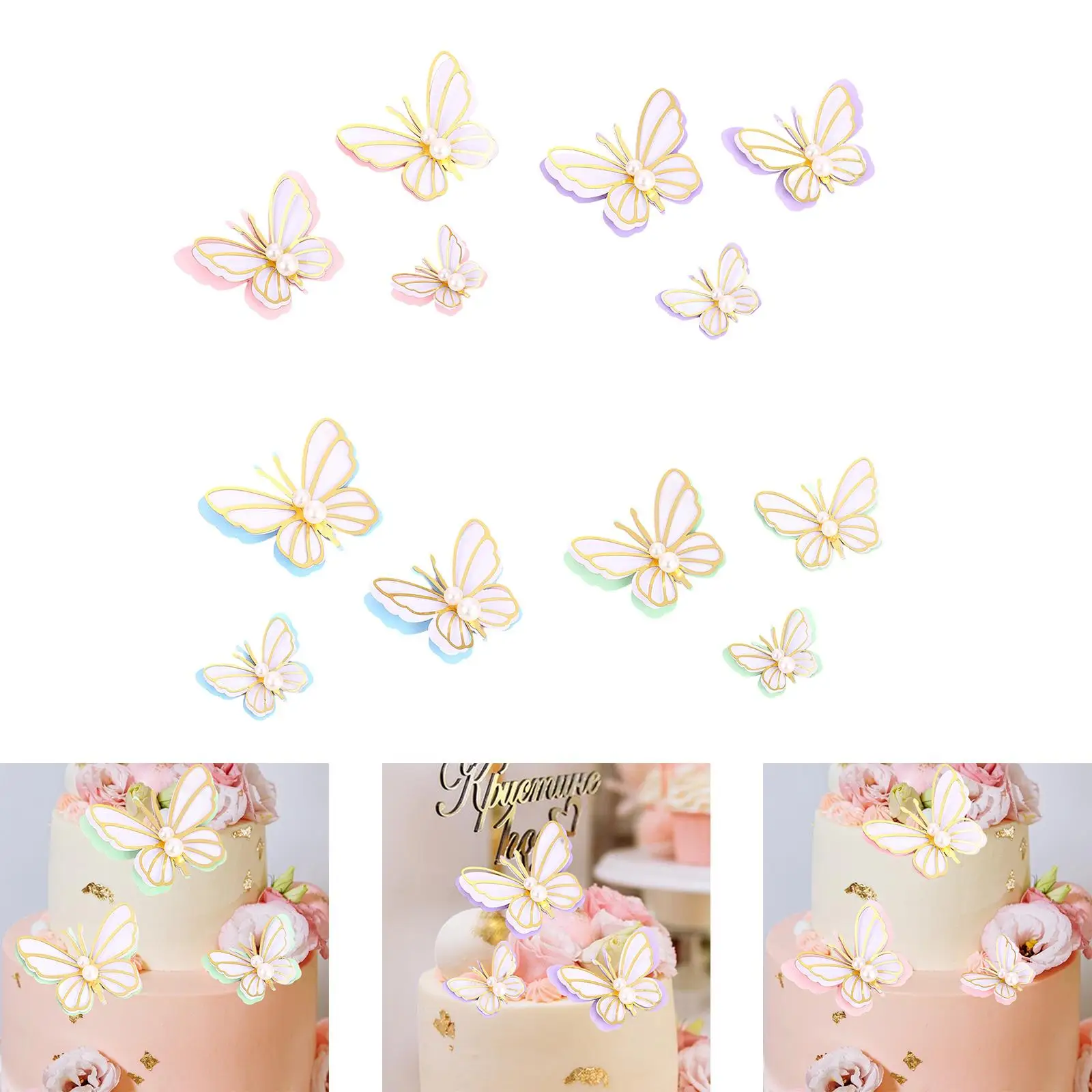 3x Butterfly Cake Toppers Cupcake Toppers,Birthday Party,Women's Party Decorations,Decor,Food Decorations Cake Decorations