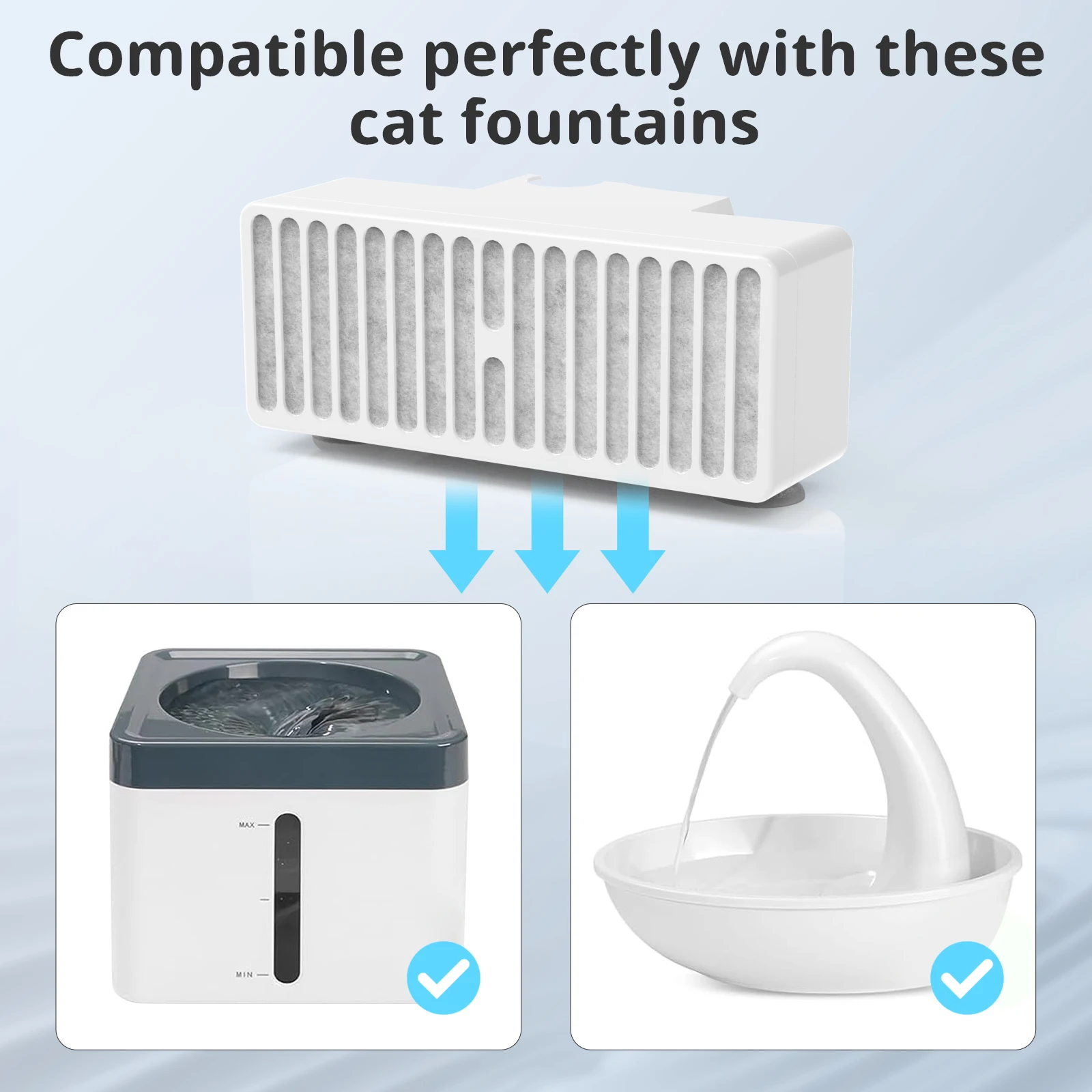 Paquete de 3/6 filtros de agua de repuesto en forma de T para fuentes Pioneer Pet Mini Vortex y Swan, purifica el agua - imagen 4