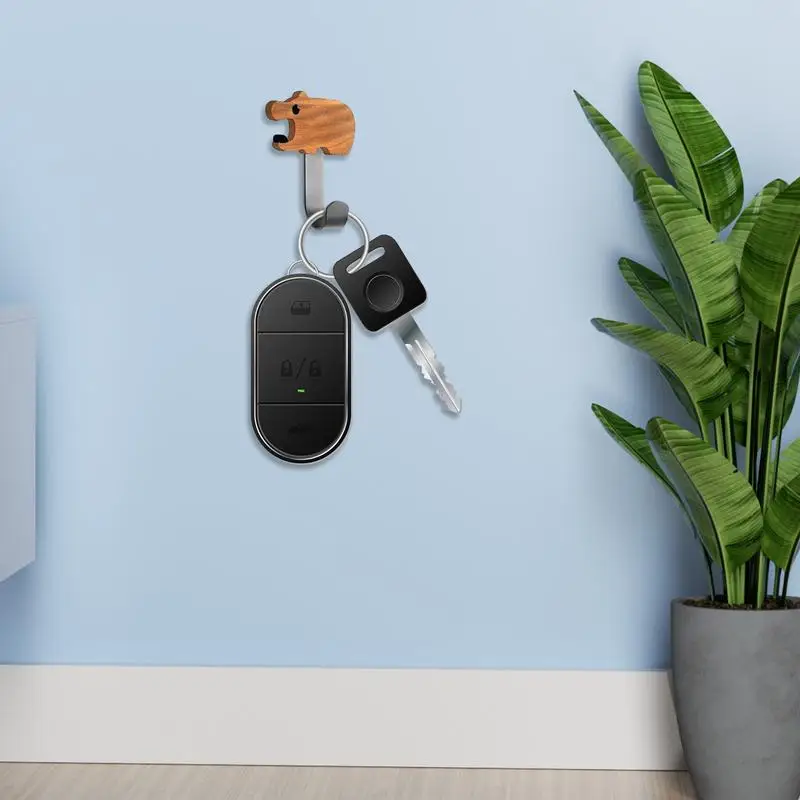 Ganchos de madera con dibujos de animales para colgar llaves, ganchos decorativos de pared para decoración de habitación, soporte de llaves de dibujos animados para guardería y baño - imagen 5