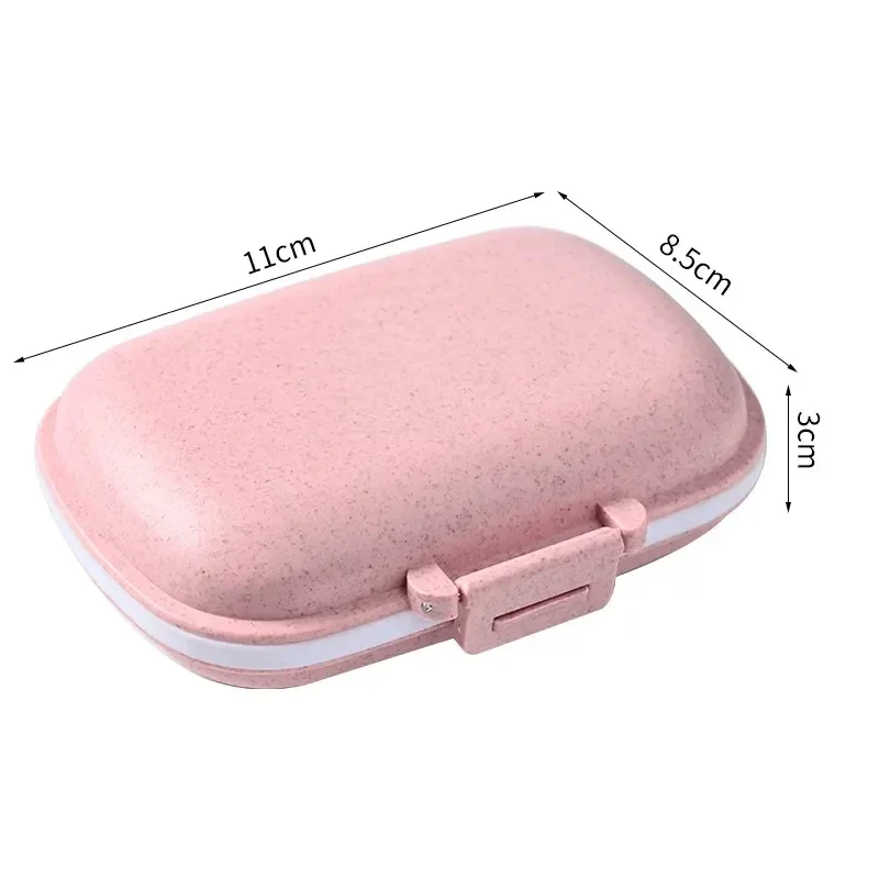 Contenedor organizador de 8 rejillas para tabletas, pastillero de viaje con anillo de sellado, caja pequeña para tabletas, contenedor de paja de trigo para medicamentos - imagen 5