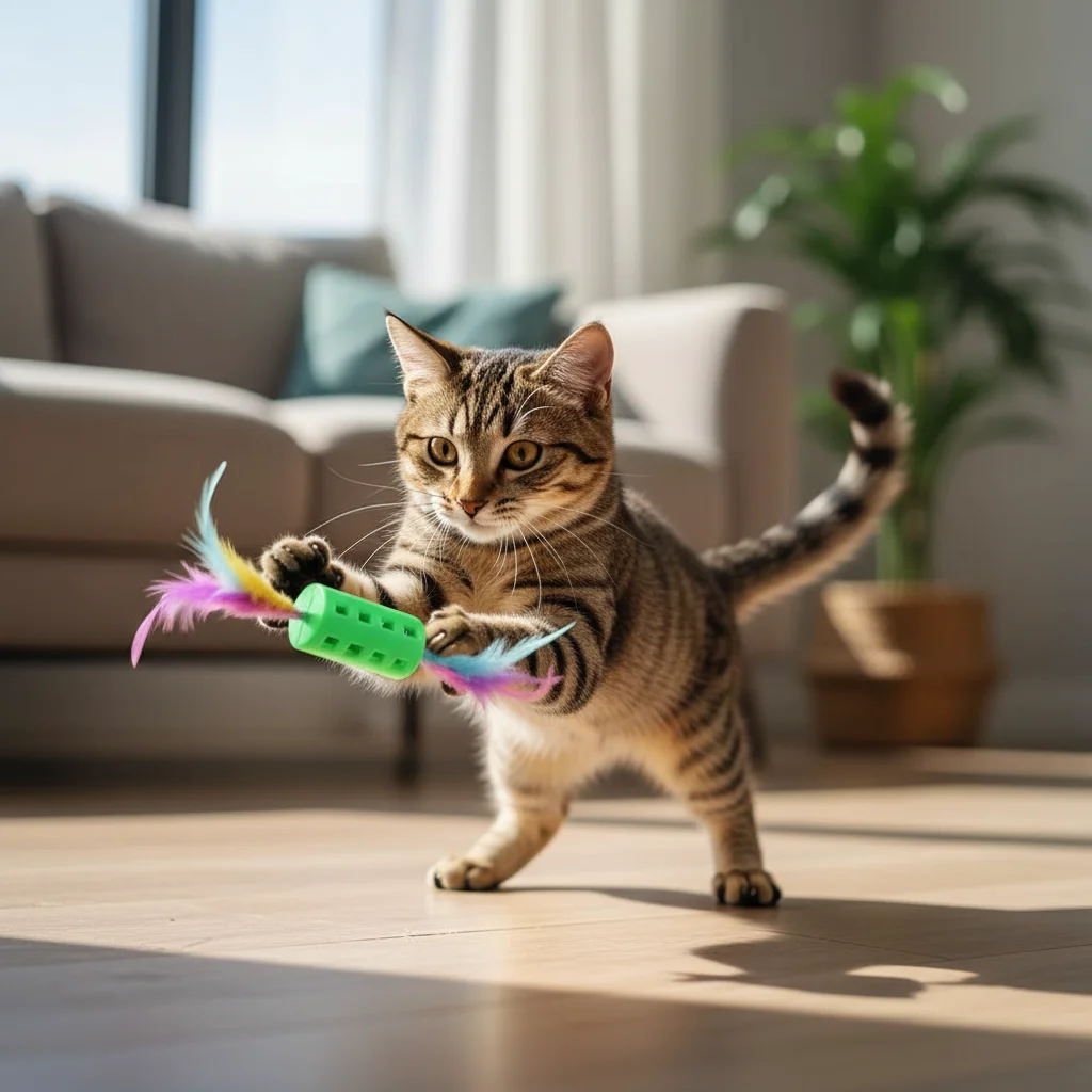 Varita de plumas con campana para gatos – Juguete interactivo contra el hastío - imagen 4