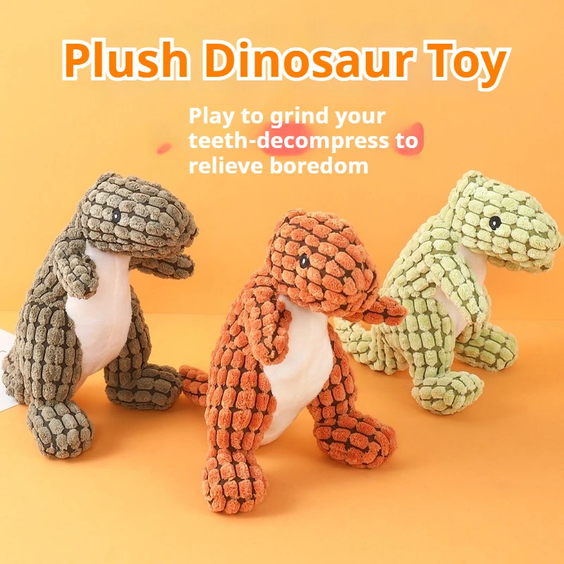 Frotamiento de dientes, sonido emisor, ventilación de juguetes de peluche para perros de dinosaurio, juguetes para mascotas de tamaño pequeño y mediano para perros y gatos