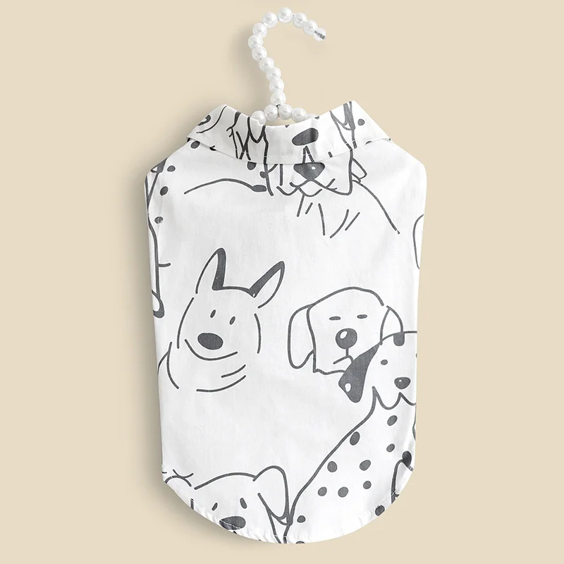 Ropa fresca de verano para mascotas, camisetas con estampado de dibujos animados para cachorros y gatos, camisa de moda para gatitos, trajes de ropa persa - imagen 5