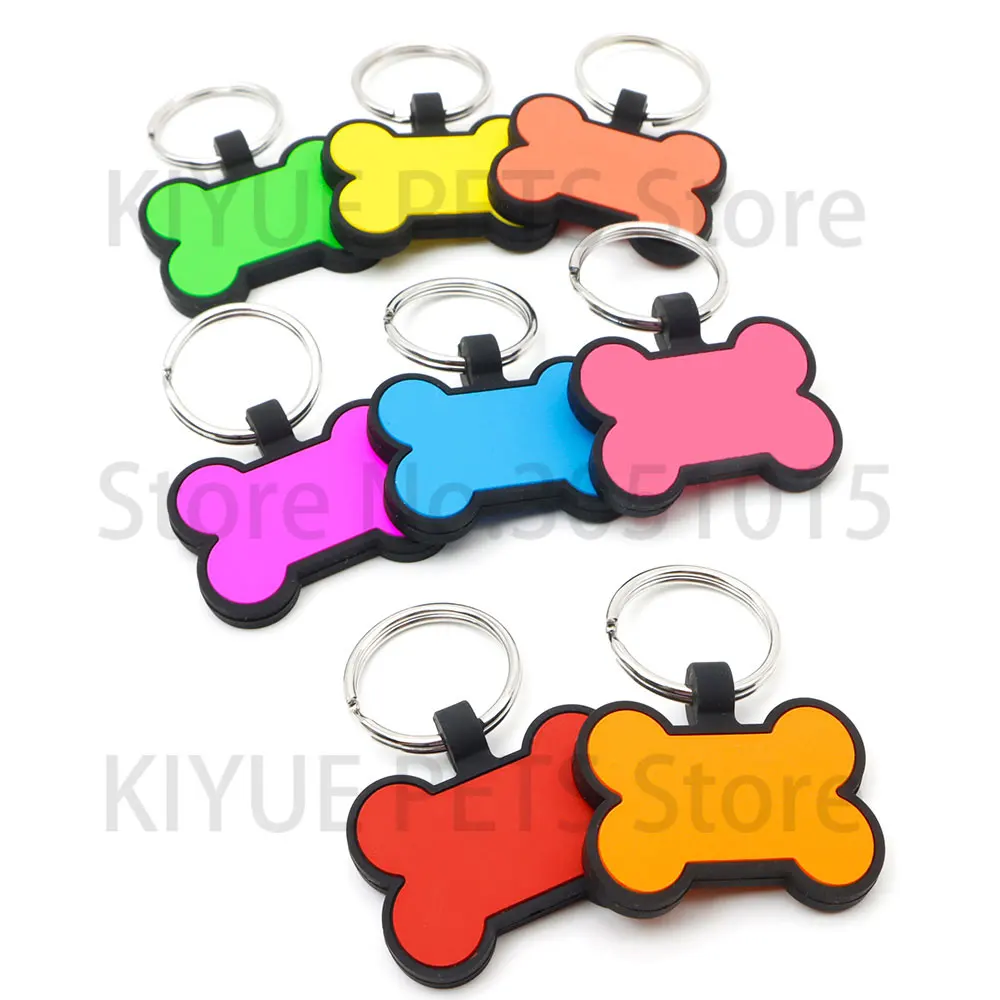 20 piezas etiqueta de identificación de mascota, etiquetas redondas de hueso de perro de silicona, Collar de nombre personalizado, etiquetas grabadas, accesorios, nombre, número de teléfono, etiquetas para mascotas - imagen 5