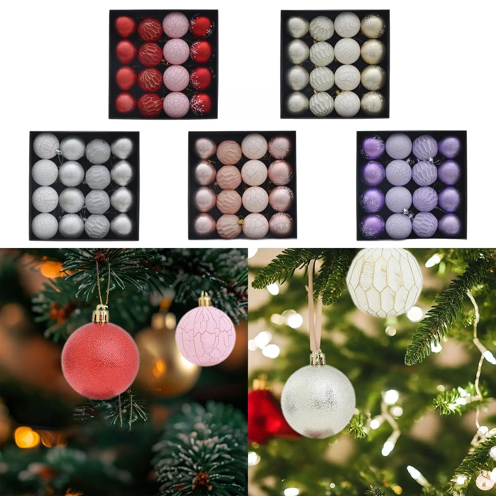 16Pcs Christmas Ball Ornaments Shatterproof Party Supplies DIY Baubles Hanging Balls Christmas Ornaments for Indoor Celebration