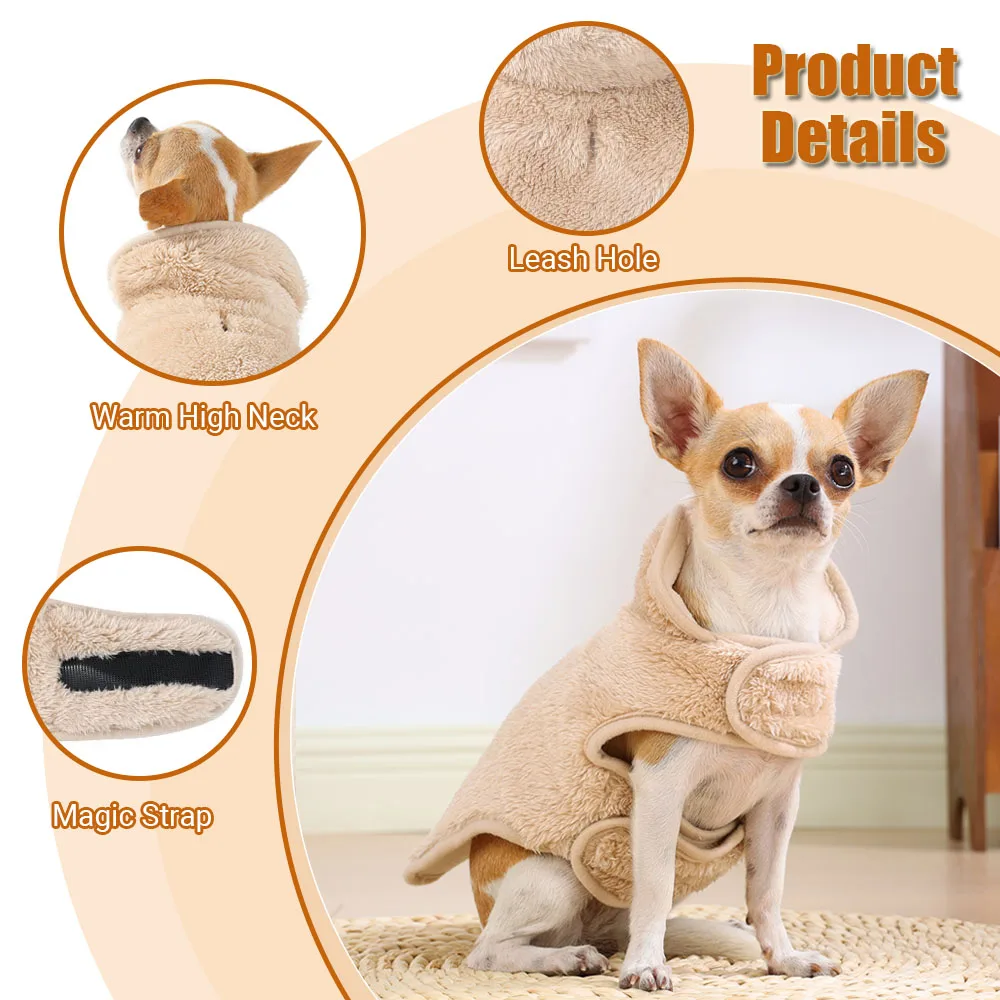 Chaqueta cálida de invierno para perros, suéter para perros pequeños y medianos, ropa empotrada de lana Reversible para cachorros, abrigo, disfraz de Chihuahua Yorkie - imagen 3