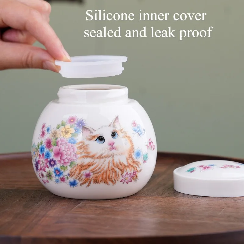 Urna para cenizas de cerámica para gatos, recuerdo de cremación, urnas conmemorativas aprobadas para cenizas de mascotas, tarro sellado, memoria funeraria, urna para mascotas, recuerdo decenido - imagen 3