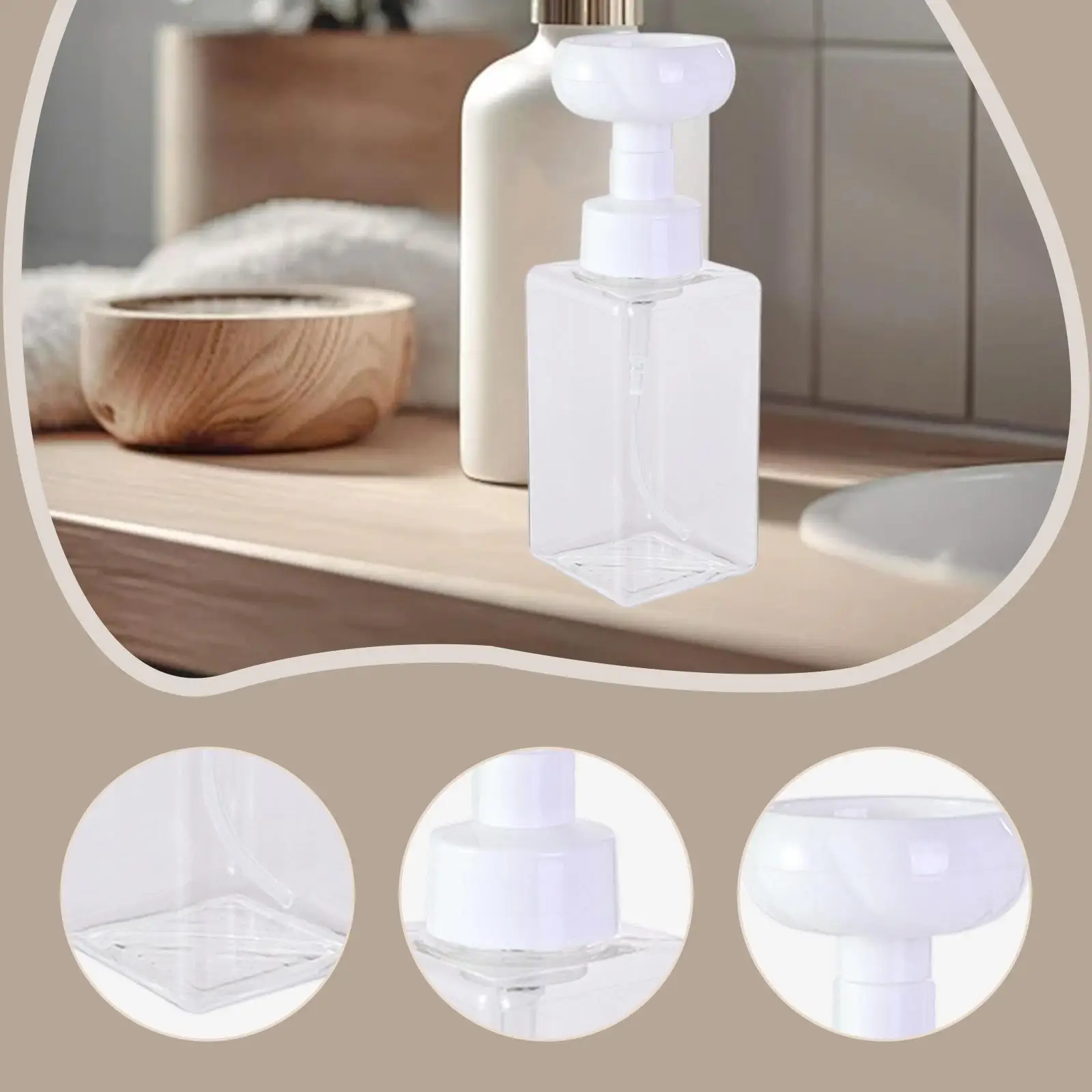 Dispensador de jabón espumoso para baño y cocina, contenedor de botella de prensa recargable transparente, dispensador de jabón líquido para manos - imagen 5