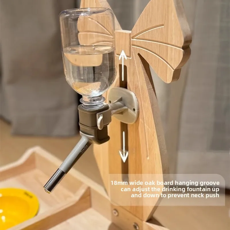 Dispensador de agua Vertical de madera maciza para mascotas, dispensador de cuencos ajustable, protege el Cervical, accesorios de productos de alimentación para animales pequeños - imagen 2