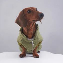Abrigo lana gruesa dachshund invierno corto verde perro talla ajustable