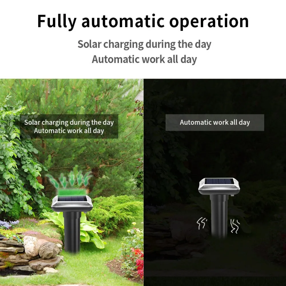 Repelente de serpiente ultrasónico Solar para exteriores, 6 piezas, repelente electrónico de serpiente para jardín, patio, granja - imagen 4