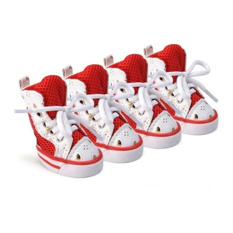 4 Uds. Zapatillas suaves antideslizantes, botines para perros pequeños, mascotas, estilo clásico de tela vaquera, zapatos para perros, estilos deportivos - imagen 2