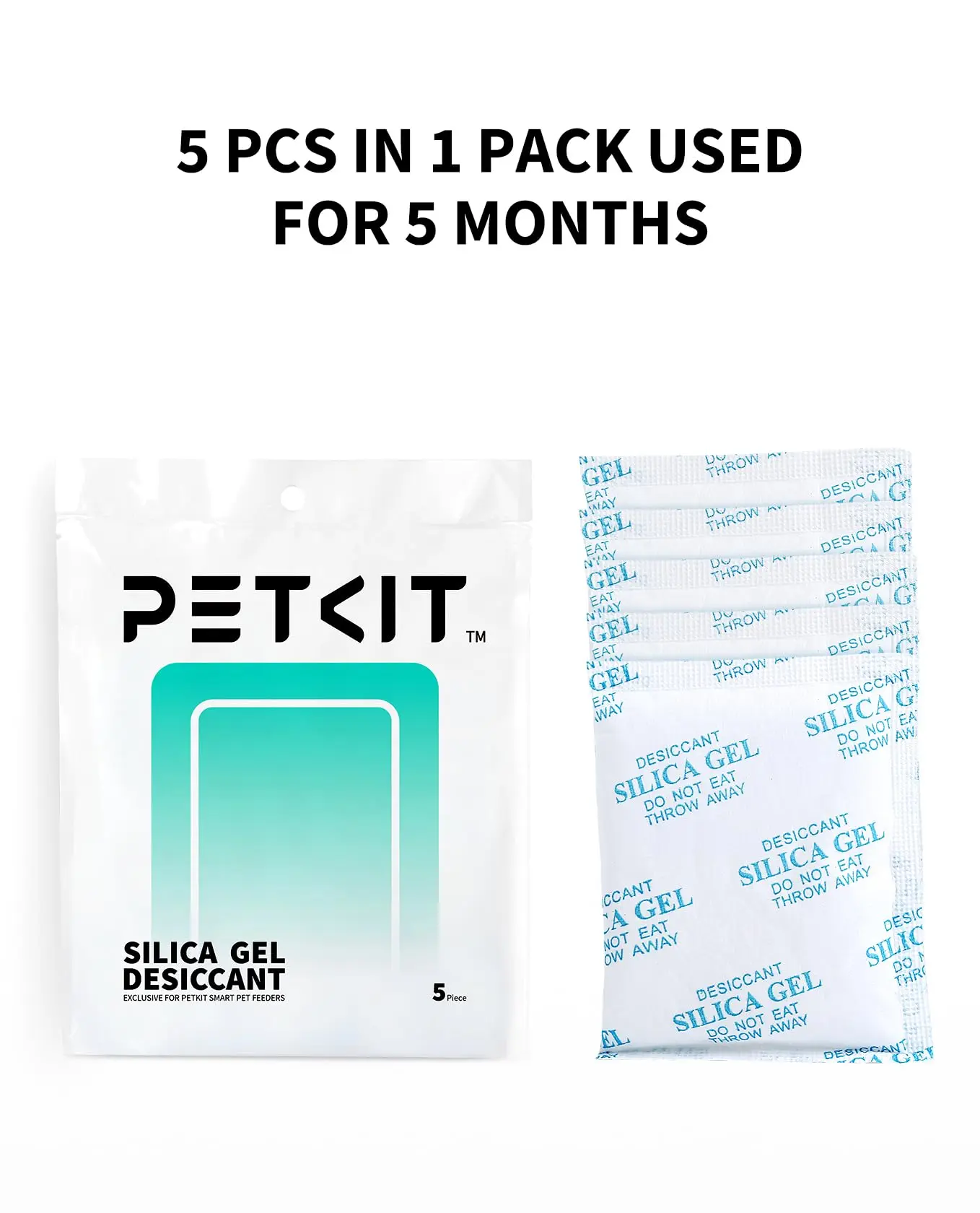 PETKIT Conservador desecante sustituido Agente a prueba de humedad para comederos inteligentes -5 paquetes de cuentas de gel de sílice transparente - imagen 3