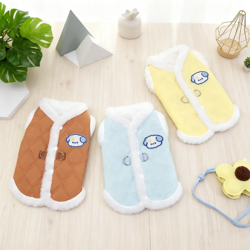 Chaqueta de moda para perros, abrigo con anillo en D, ropa de invierno para perros, chaleco suave y cálido para cachorros, abrigo bonito a cuadros para gatos, chaleco para mascotas, chaqueta, suministros para perros