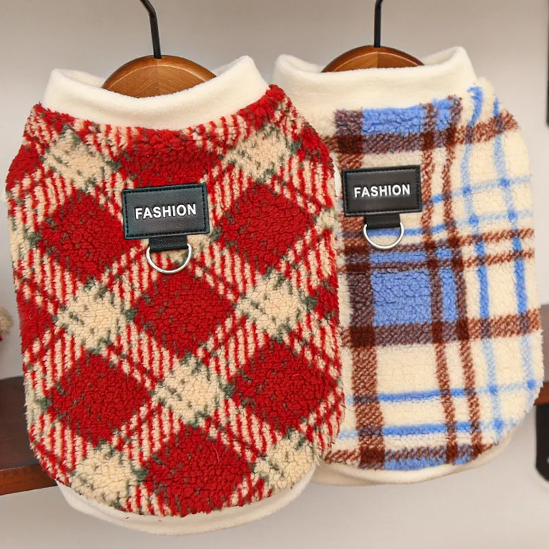 Suéteres de invierno para perros pequeños a cuadros rojos y azules - imagen 5