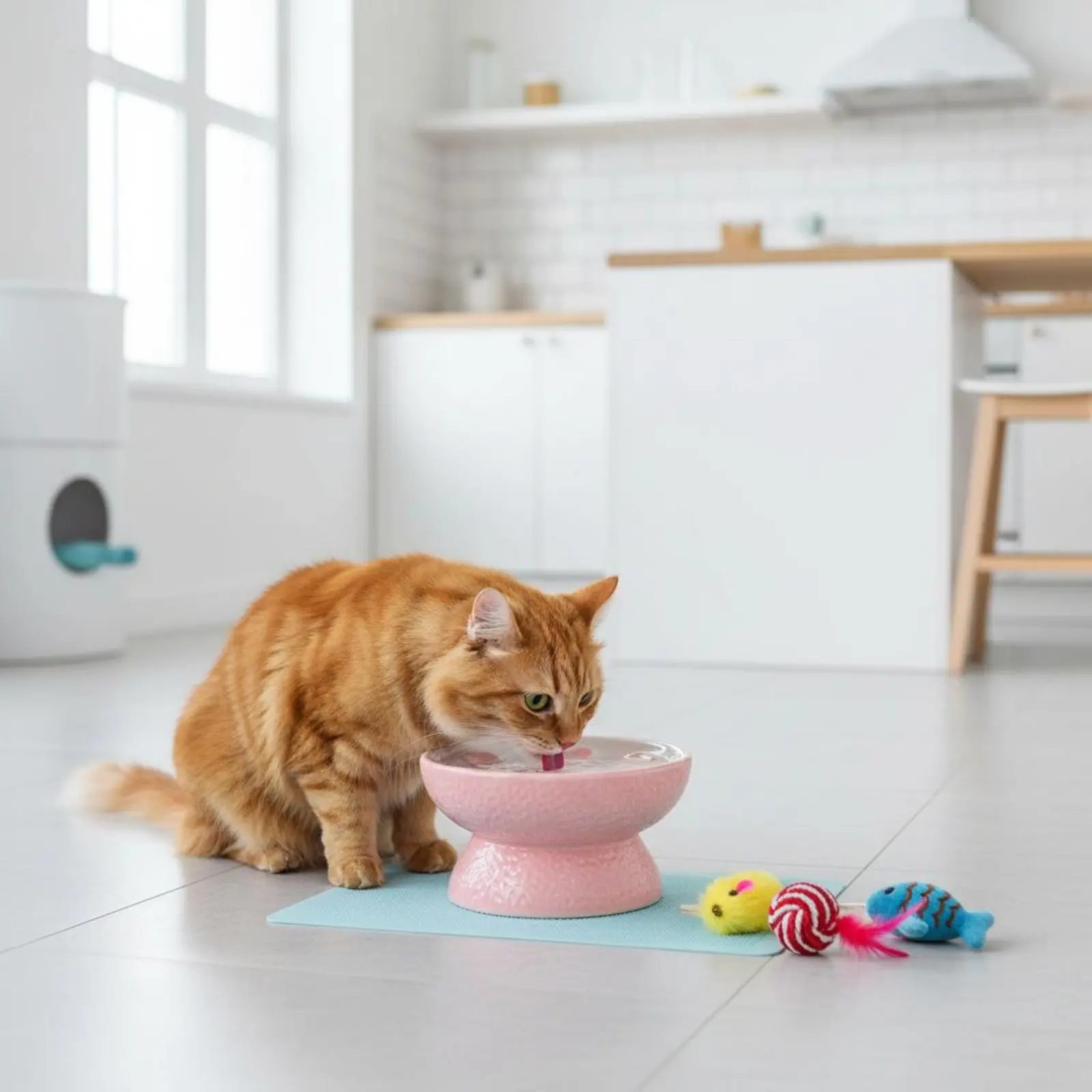 Comedero inclinado de cerámica para gatos – Elevado y antideslizante - imagen 2
