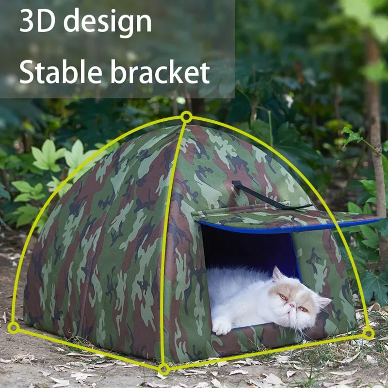 Tienda de campaña al aire libre para gatos, camas cálidas impermeables para mascotas, casa para cachorros, muebles para dormir semicerrados, suministros para gatos, accesorios - imagen 3