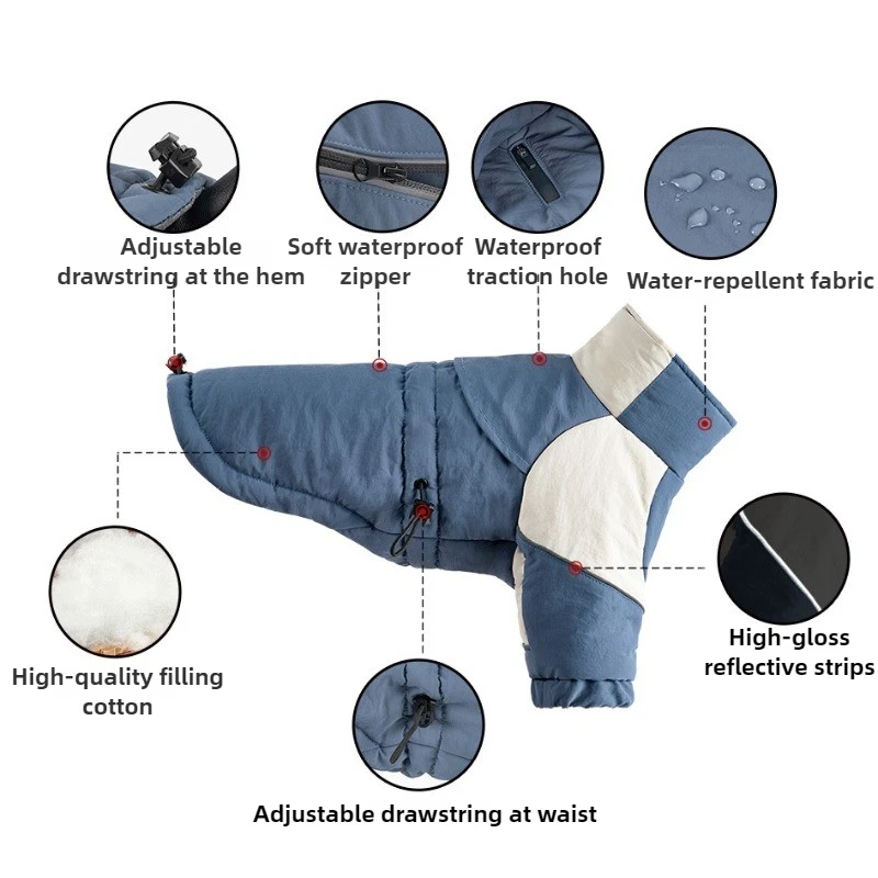 Winter Protection Dog Two-legged Cotton Clothes Warm Autumn Dog Clothes Windproof Cold Proof Pet Small Dogs Clothing Adjustable - imagen 5