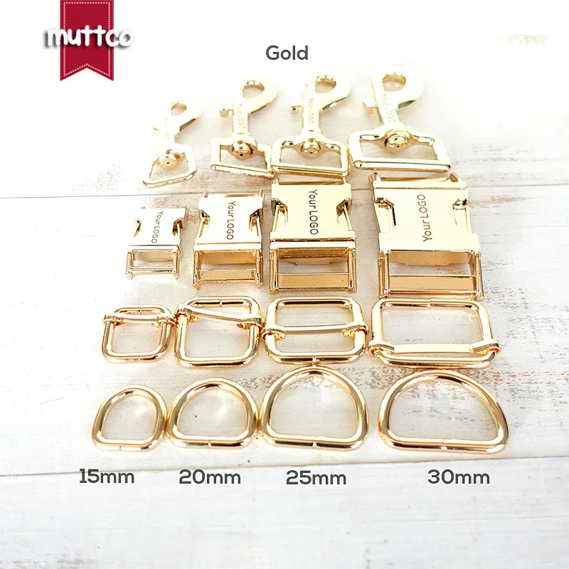 10 juegos/lote de accesorios DIY hebilla de Metal hebilla ajustable anillo en D cierre de perro de Metal en tamaños de 15mm/20mm/25mm/30mm-4 colores-láser - imagen 2