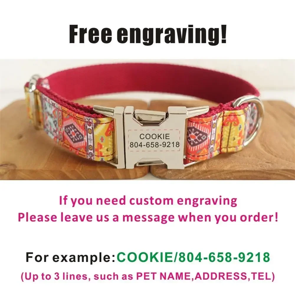 Collar de perro personalizado con grabado gratuito, correa para mascotas a juego, hebilla de Metal de contactos personalizados, Collar rojo para mascotas - imagen 4