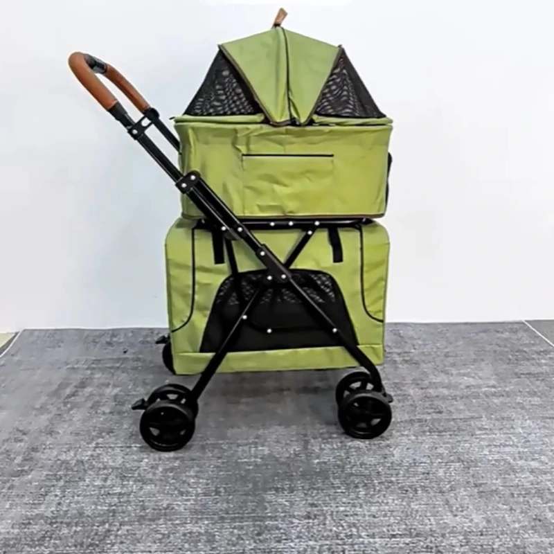 Cochecitos para perros, carrito plegable ligero de doble capa para mascotas, Paparazzi para perros y jaula para gatos desmontable, productos para mascotas - imagen 5