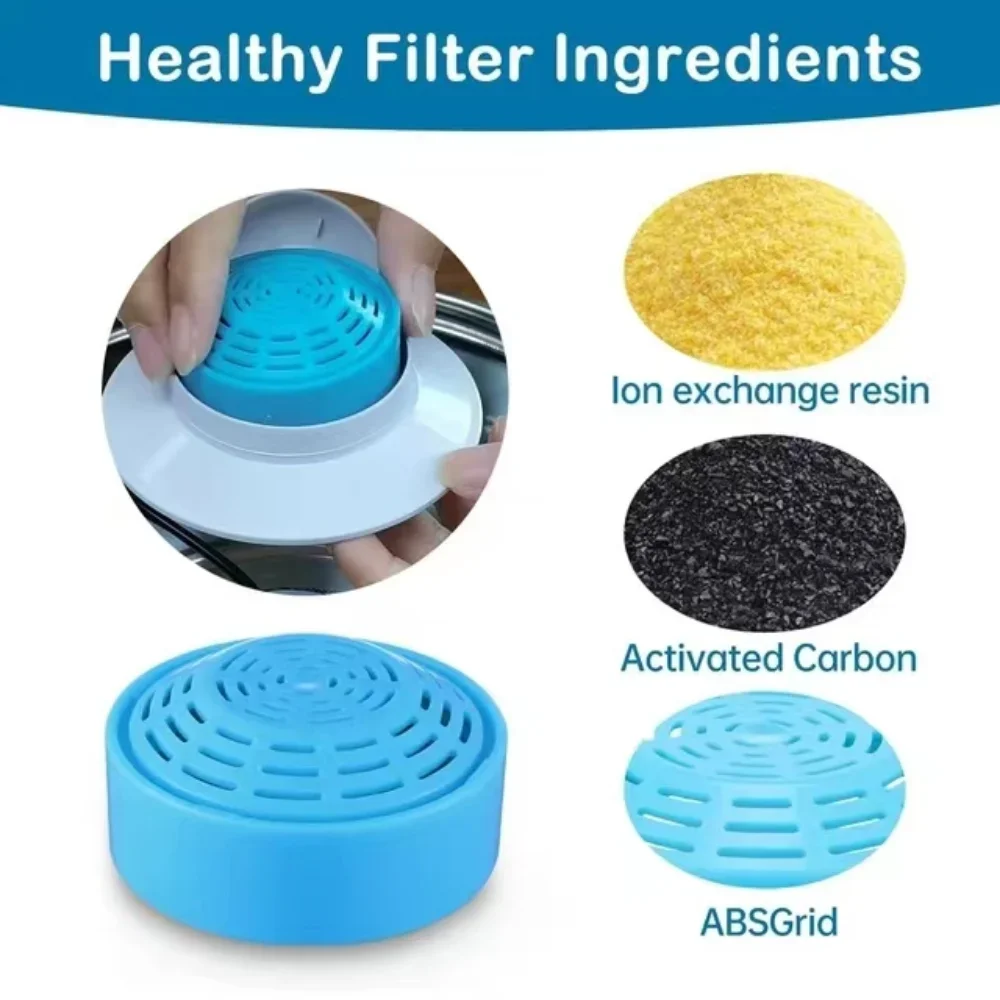 Filtros de fuente de agua para gatos, filtros de repuesto para fuente de gato para dispensador de agua para mascotas de acero inoxidable de 2,0 l/67 oz - imagen 3